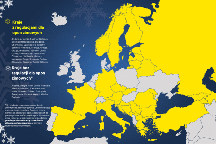 Przewodnik Goodyear po aktualnych regulacjach dotyczących opon zimowych w Europie_infografika